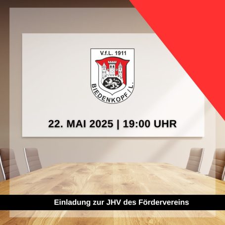 Einladung zur JHV des Fördervereins am 22. Mai 2025 um 19:00 Uhr.